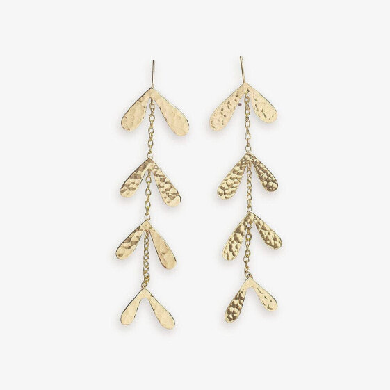 Autumn falling weeping willow dangle earrings brass