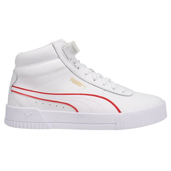 Puma Carina Mid Logo Block Womens White Sneakers Casual Shoes 386822-01