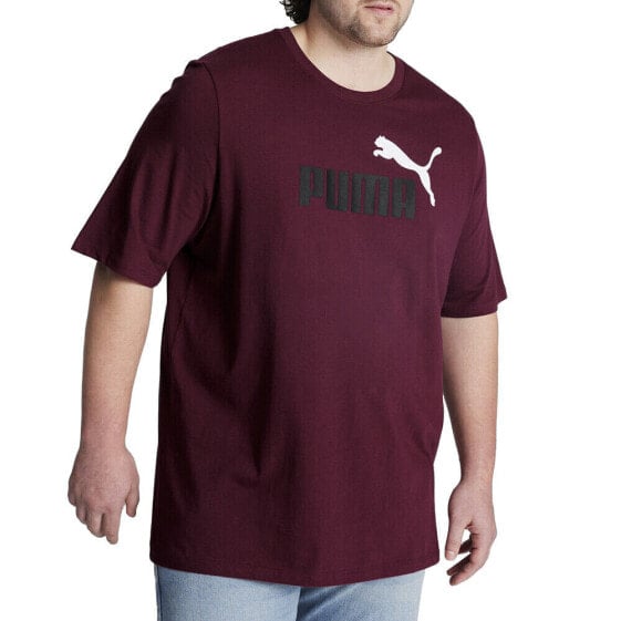 Puma Essential 2 Logo Crew Neck Short Sleeve T-Shirt & Tall Mens Burgundy Casua