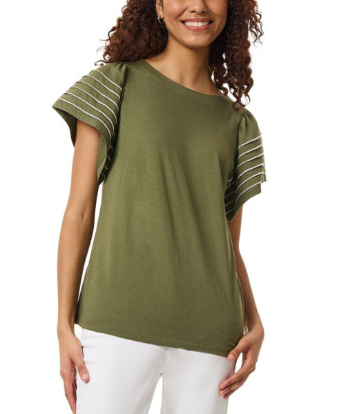 Women's Boat-Neck Flutter-Sleeve Top