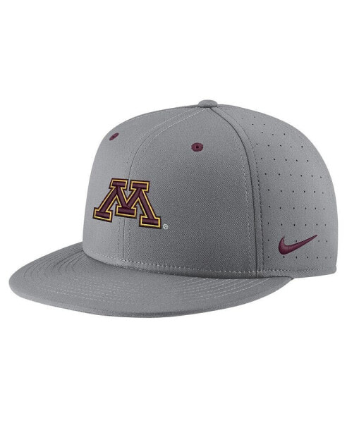 Men's Gray Minnesota Golden Gophers USA Side Patch True AeroBill Performance Fitted Hat