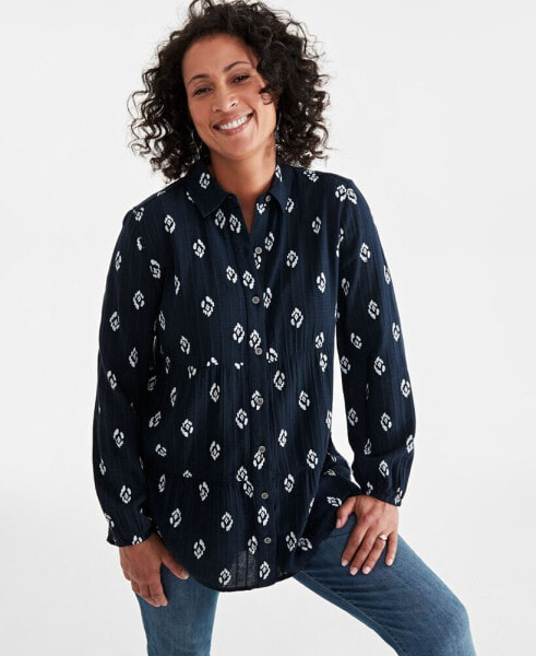 Women's Printed Tiered Tunic Shirt, Created for Macy's