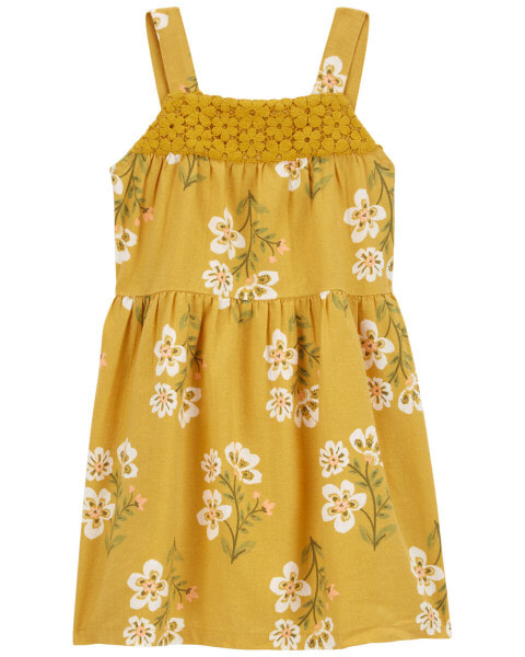 Toddler Floral Linen Dress 2T