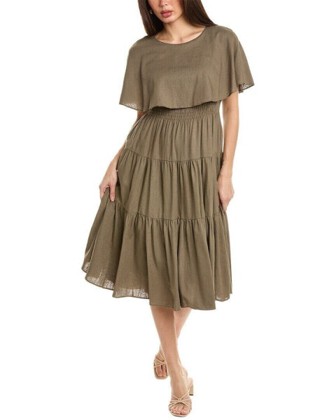 Maison Tara Tiered Linen-Blend Midi Dress Women's