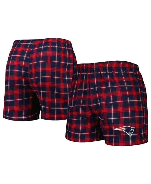 Men's Navy and Red New England Patriots Ledger Flannel Boxers