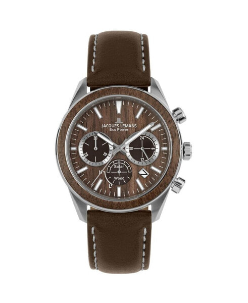 Men's Eco Power Watch with Apple skin Strap and Solid Stainless Steel , Chronograph