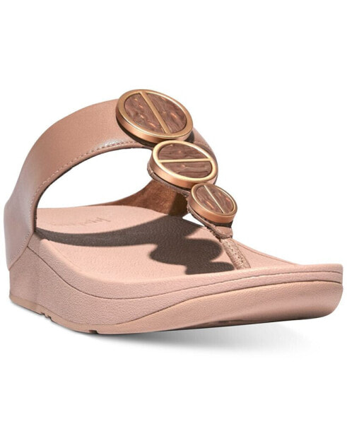 Women's Halo Metallic Trim Toe Post Sandals