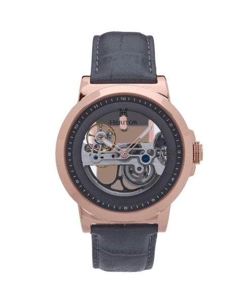 Часы и аксессуары Heritor Automatic мужские Xander кожаные часы - розовое золото/серый, 45 мм