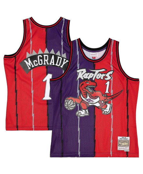 Men's Tracy McGrady Purple, Red Toronto Raptors Hardwood Classics 1998-99 Split Swingman Jersey