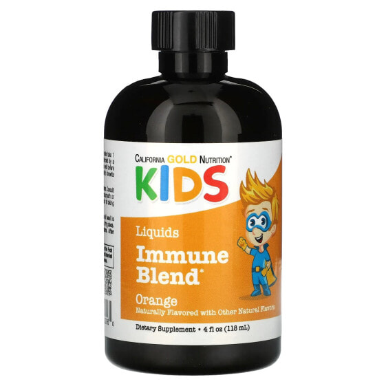Витаминный комплекс для укрепления иммунитета детей California Gold Nutrition Liquid Immune Blend, без спирта, апельсиновый вкус, 118 мл