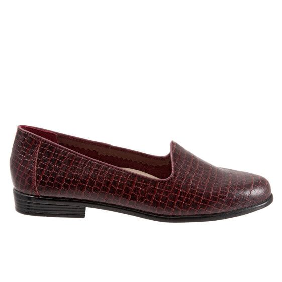 Trotters Liz Croco T2068-648 Womens Burgundy Leather Loafer Flats Shoes 6