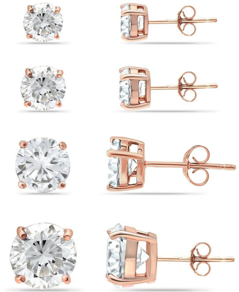 Cubic Zirconia Stud Set in 18k Gold over Sterling Silver