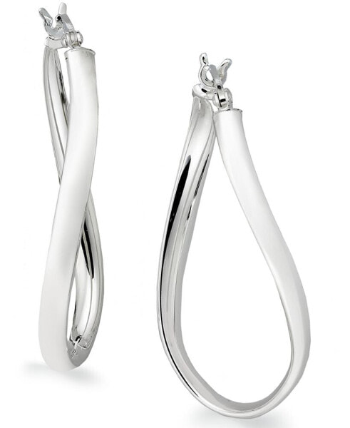 Large Sterling Silver Wave Hoop Earrings, 1.5"