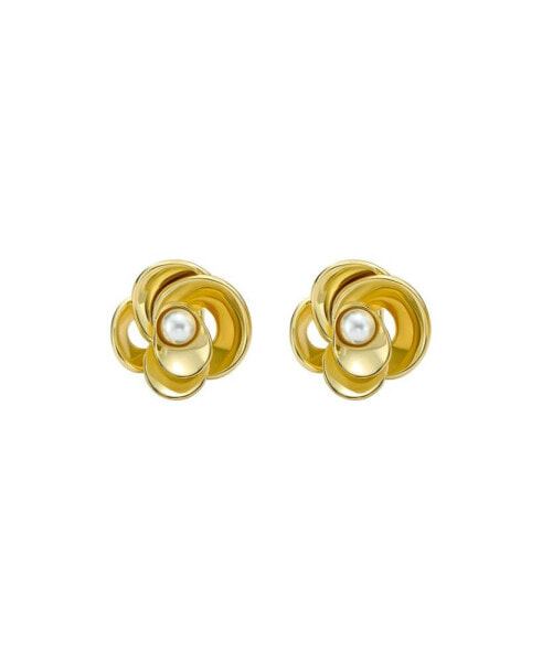 FLORES: Pearl Flower Statement Stud Earrings