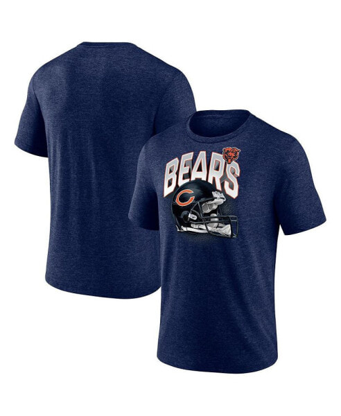 Men's Heathered Navy Chicago Bears End Around Tri-Blend T-shirt