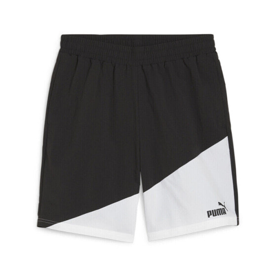 Puma Power Colorblock Woven 8 Inch Shorts Mens Black Casual Athletic Bottoms 679