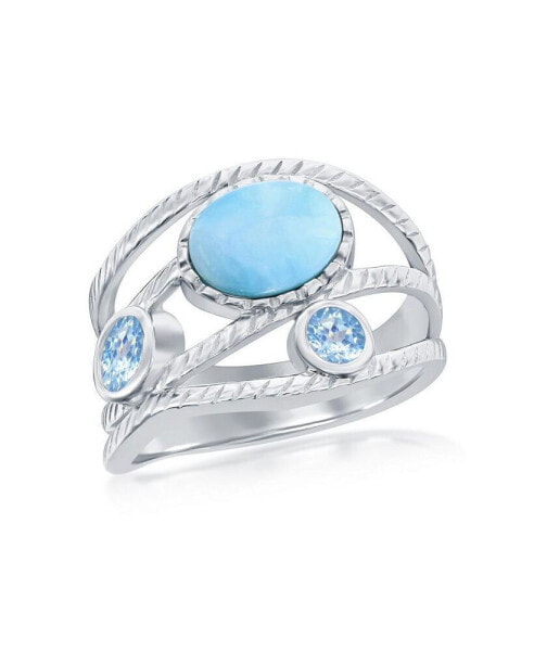 Кольцо Caribbean Treasures Larimar Bl CZ.