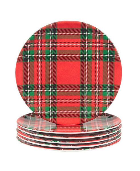 Christmas Plaid 11" Set of 6 Salad Plate