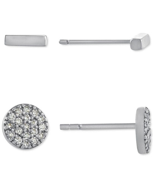 2-Pc. Cubic Zirconia Cluster & Bar Stud Earrings in Sterling Silver, Created for Macy's