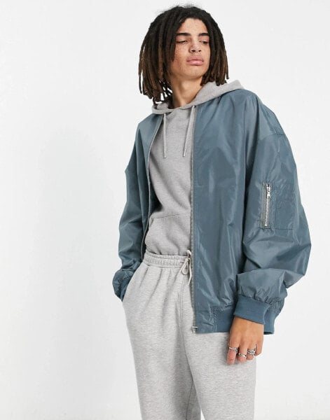 ASOS DESIGN extreme oversized bomber jacket in blue