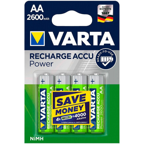 VARTA 1x4 Rechargeable AA NiMH 2600mAh Mignon Batteries