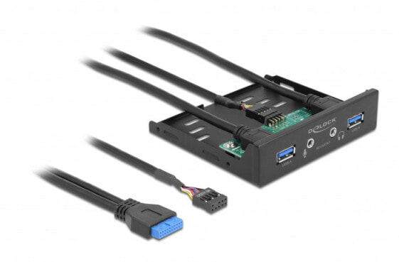 Delock 64150, Front panel, Metal, Black, 2 x USB 3.2 Gen 1, 2 x HD-Audio, 1 pc(s)