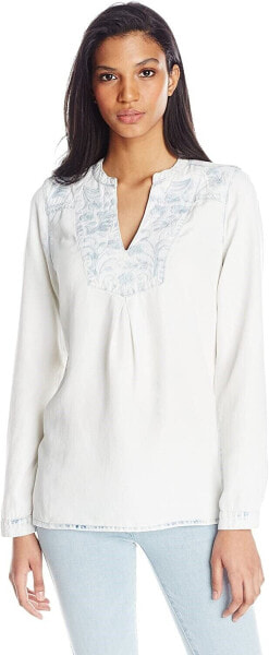 Lucky Brand 241130 Womens Indigo Embroidered Blouse Indigo Multi Size X-Small