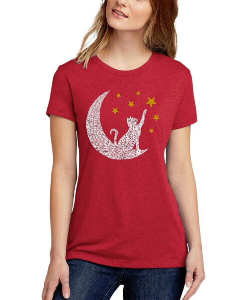 Women's Premium Blend Word Art Cat Moon T-Shirt