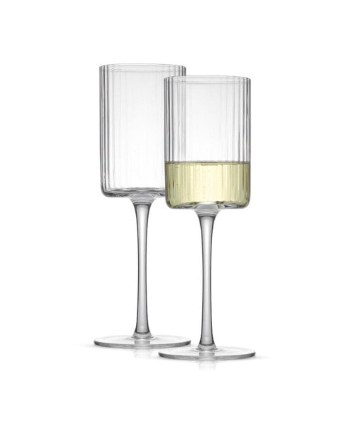 Elle Fluted Cylinder White Wine Glasses, Set of 2