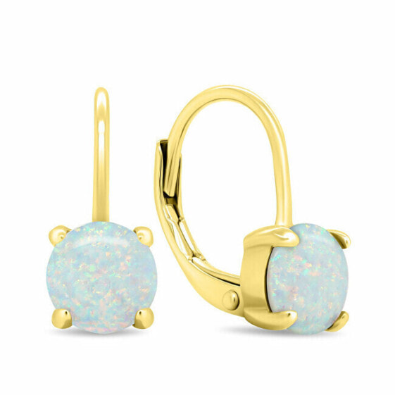 Charming gold-plated earrings with synthetic opals EA370Y