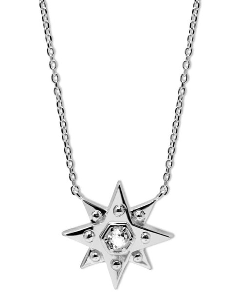 White Topaz (1/10 ct. t.w.) Star Pendant Necklace in Sterling Silver, 16" + 1" extender