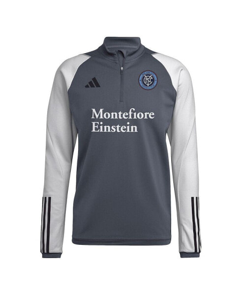 Men's Gray New York City FC 2024 On-Field AEROREADY Quarter-Zip Training Top