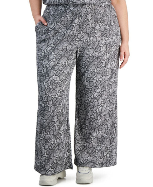 Trendy Plus Size Snakeskin-Print Pull-On Pants, Created for Macy's
