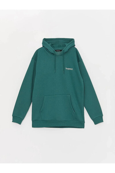 Uzun Kollu Baskılı Erkek Hoodie