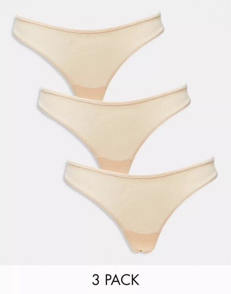 Dorina 3 pack no vpl v front thong in beige