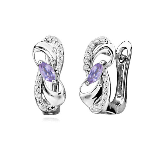 Luxury silver earrings with amethysts EG000083