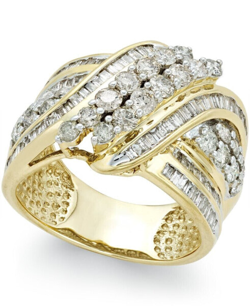 Diamond Double-Row Center Ring (2 ct. t.w.) in 14k Gold , 14K White Gold or 14K Rose Gold