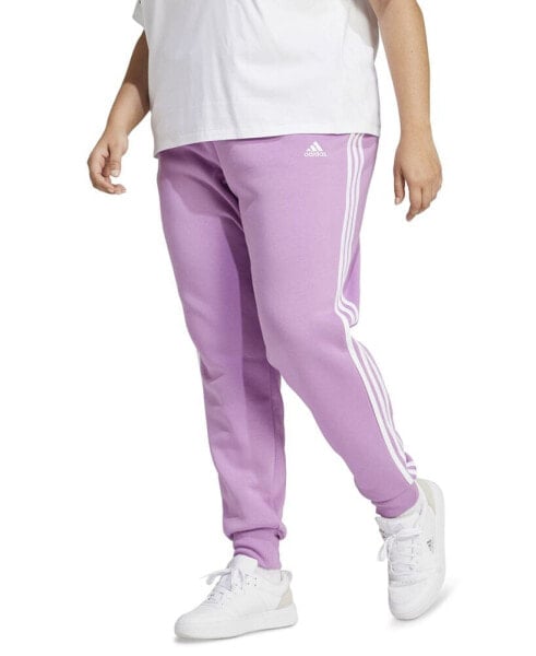 Plus Size Essentials 3-Stripe Fleece Joggers