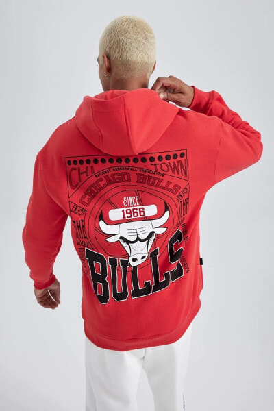 Fit Nba Chicago Bulls Boxy Fit Kapüşonlu Kalın Sweatshirt