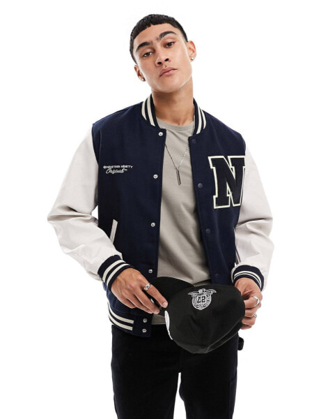 Jack & Jones varsity jacket in navy