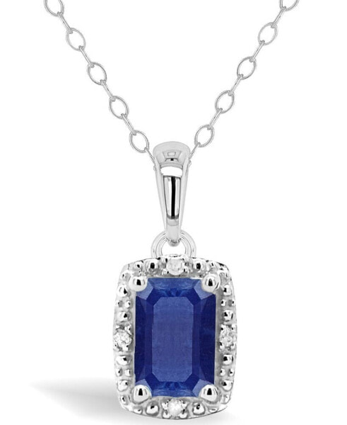 Sapphire (5/8 ct. t.w.) and Diamond Accent Pendant Necklace in Sterling Silver (Also Available in Emerald)