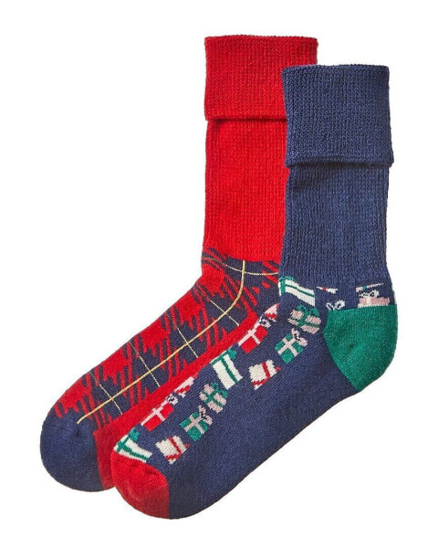 Happy Socks 2Pk Wool-Blend Holiday Cozy Socks Gift Set Men's 41-46