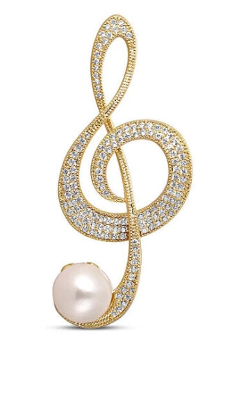 Брошь JwL Luxury Pearls Shimmering Pearl Treble Clef