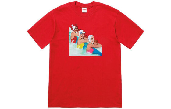 Supreme SS18 Swimmers Tee Red 印花短袖T恤 男女同款 红色 送礼推荐 / Футболка Supreme SS18 Swimmers Tee Red T SUP-SS18-494