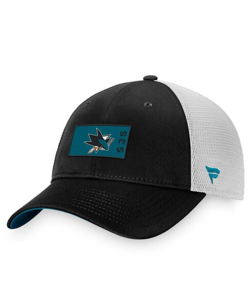Men's Black, White San Jose Sharks Authentic Pro Rink Trucker Snapback Hat