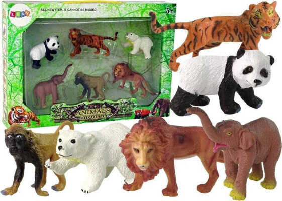 Figurka LeanToys Zestaw 6 Figurek Dzikie Zwierzęta Safari Figurka Tygrys Małpa Lew