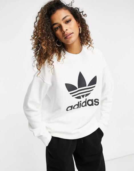 adidas Originals adicolor large logo sweatshirt in white