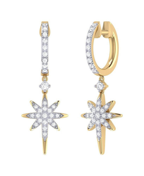 Twinkle Star Design Sterling Silver Diamond Hoop Women Earring