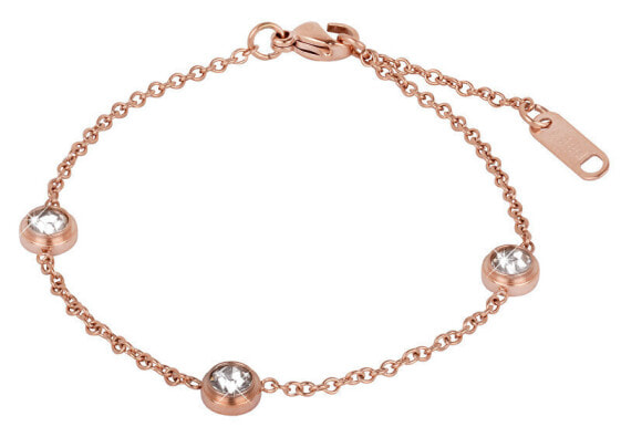 Pink gold-plated steel bracelet with glittering ornaments