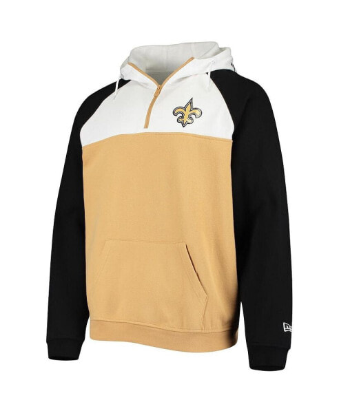 Men's Gold, White New Orleans Saints Gametime Quarter-Zip Hoodie Jacket